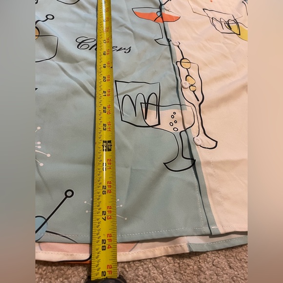 CHEERS Martini Champagne Cocktail Button Up Down Polyester Short Sleeve M/W Sz M - Picture 8 of 9